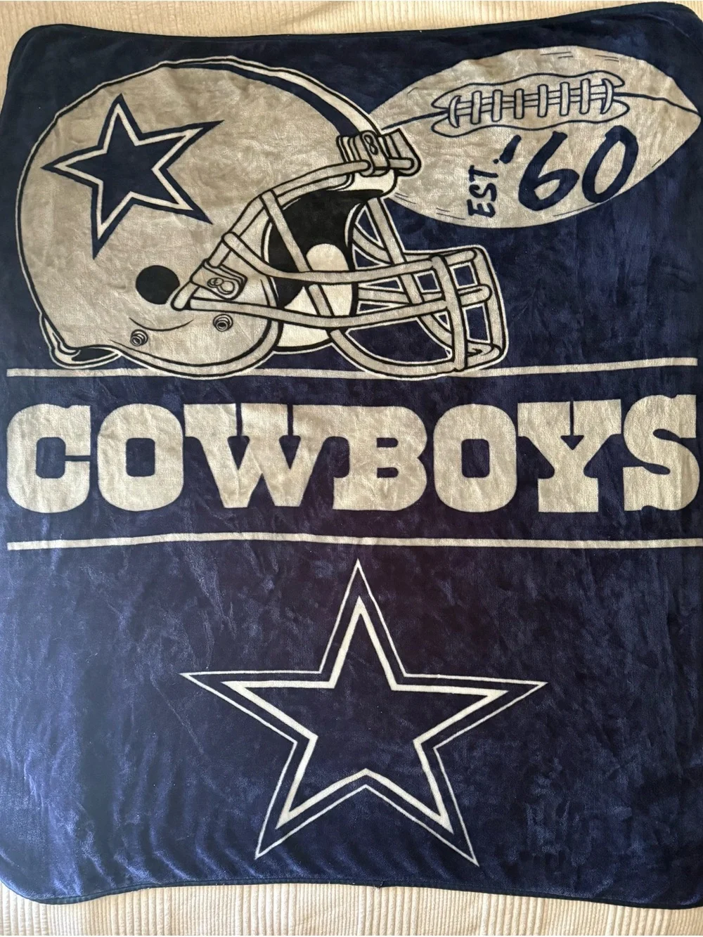 Dallas Cowboys Plush Fleece Throw Blanket Blue Silver Large NFL Football